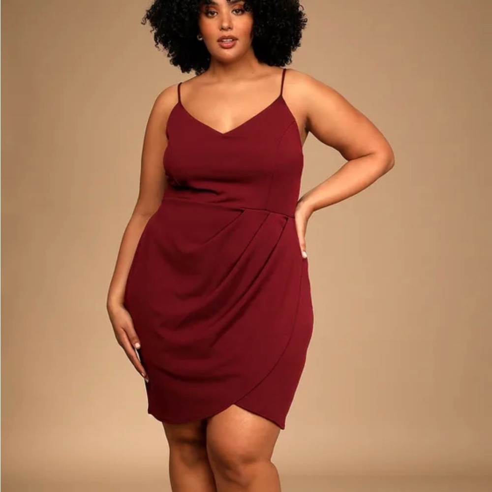 Lulu’s “Forever Your Girl” wine red bodycon dress, women’s size large